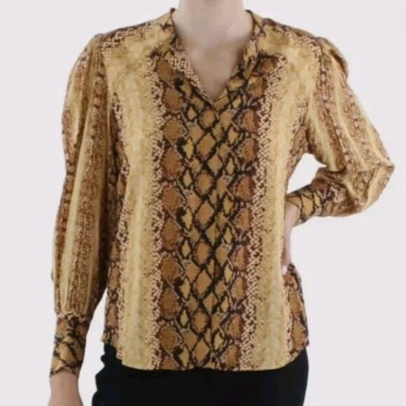 Joie Talin Snakeskin-Print Button Down Shirt - Size M - Picture 1 of 6